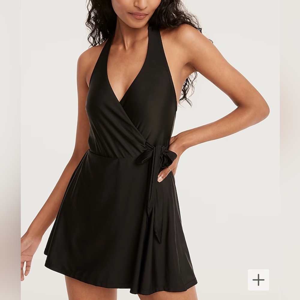 J crew Halter wrap swim dress Black size 6 ( small)